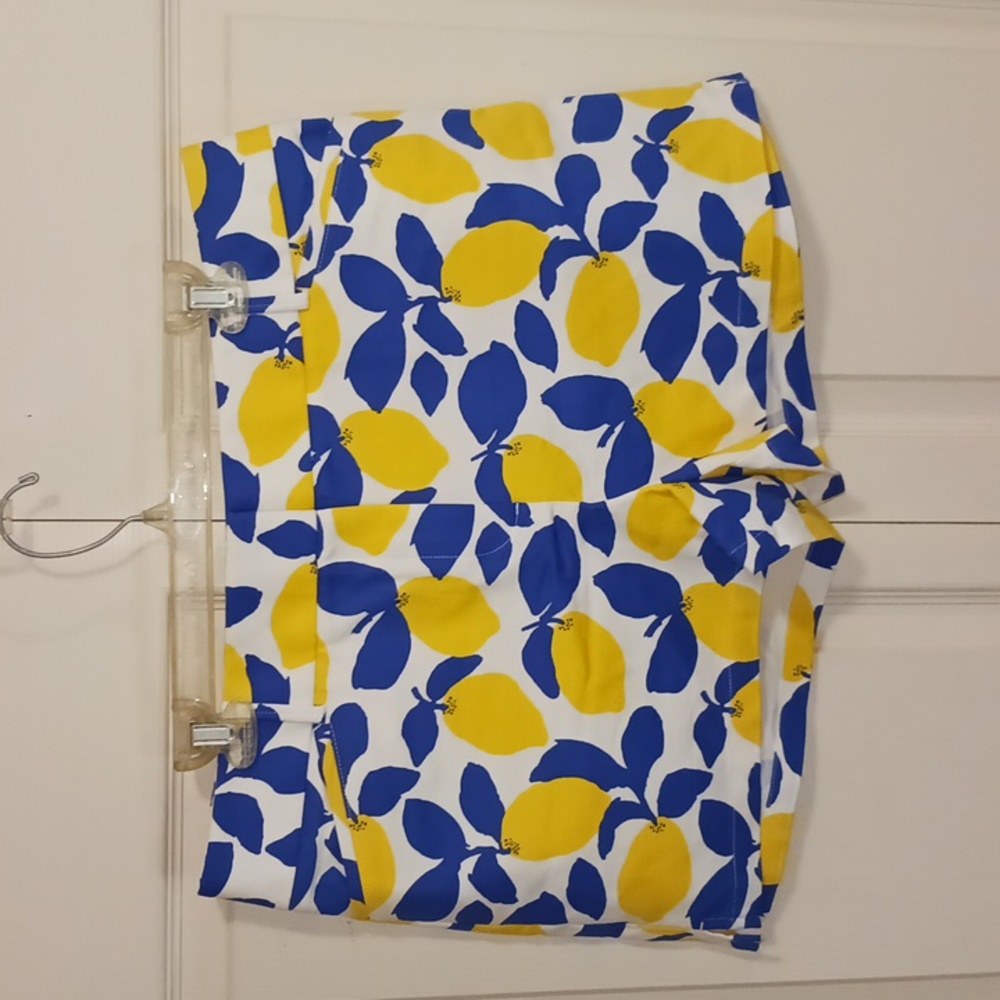 LOFT White Shorts with Blue & Yellow Lemon Print
